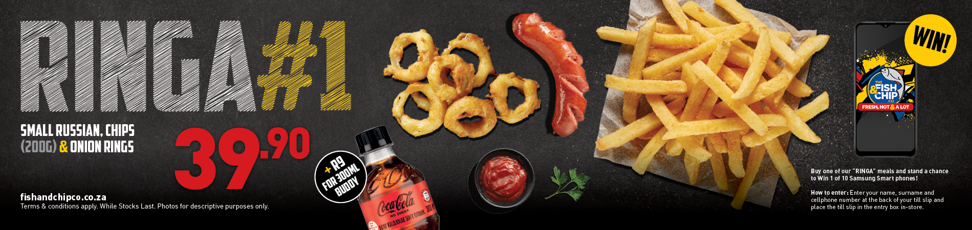 Ringa#1 Deal: Small Russian, Chips (200g) & Onion Ring 39.90